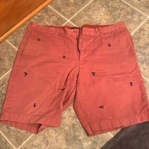JCrew size 38 salmon color with embroidered lobsters.